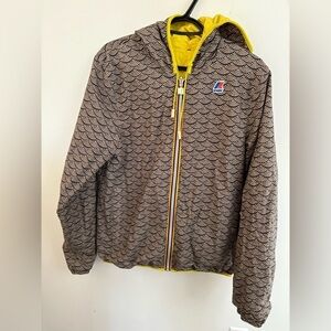 K-Way Yellow and Black Raincoat with Geometric waterproof irreversible large